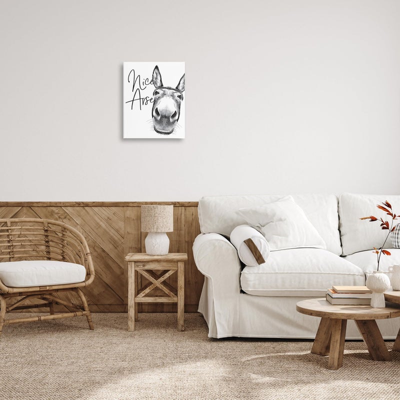 Stupell Industries Animal Humor Nice Arse Donkey Bathroom Phrase, Designed by Lettered and Lined Wall Art, 16x20 - Image 2